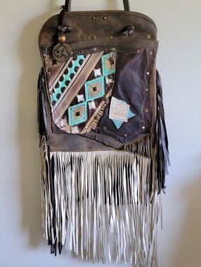 NWOT Genuine Leather White Buffalo Shoulder Bag With Fringe CUSTOM  Myra Style